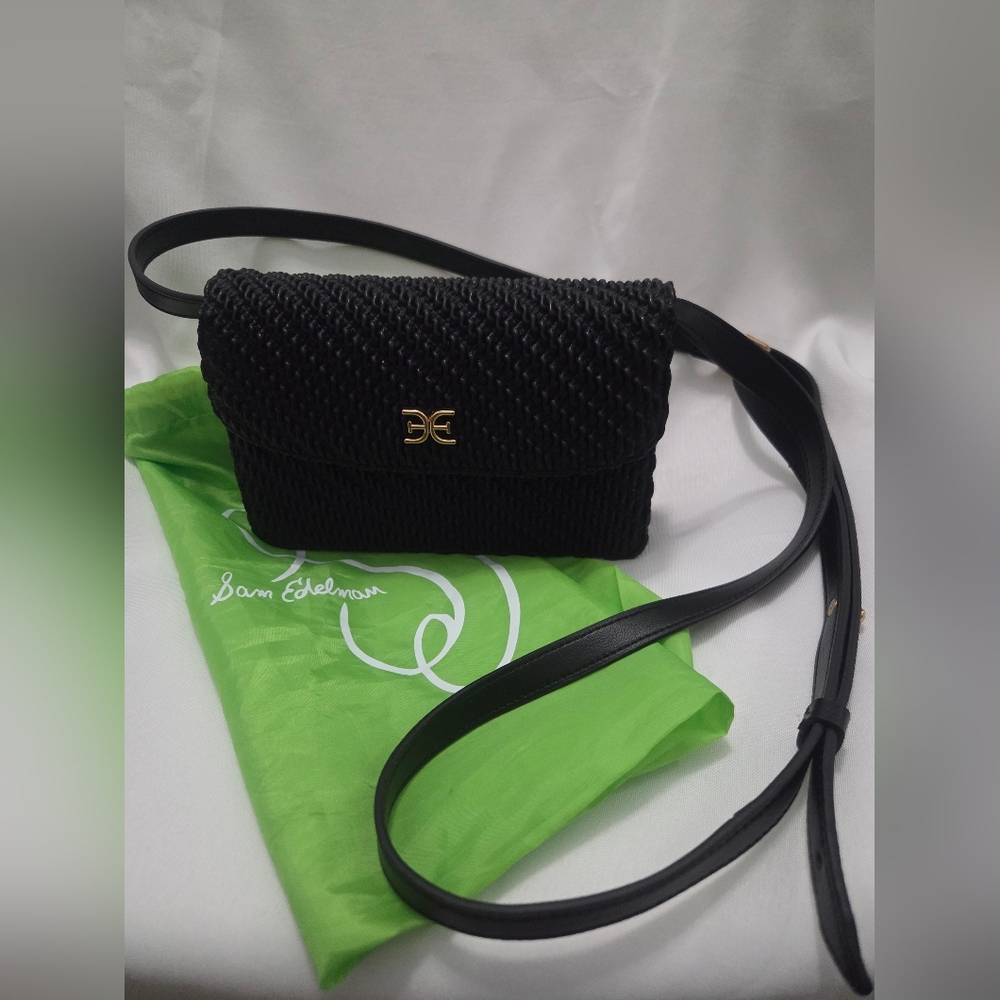 Sam Edelman Black Woven Crossbody Bag